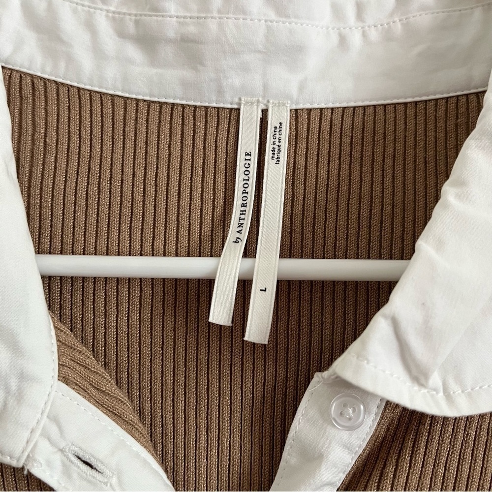 By Anthropologie • Caramel White Ribbed Polo Dress - Picture 6 of 9